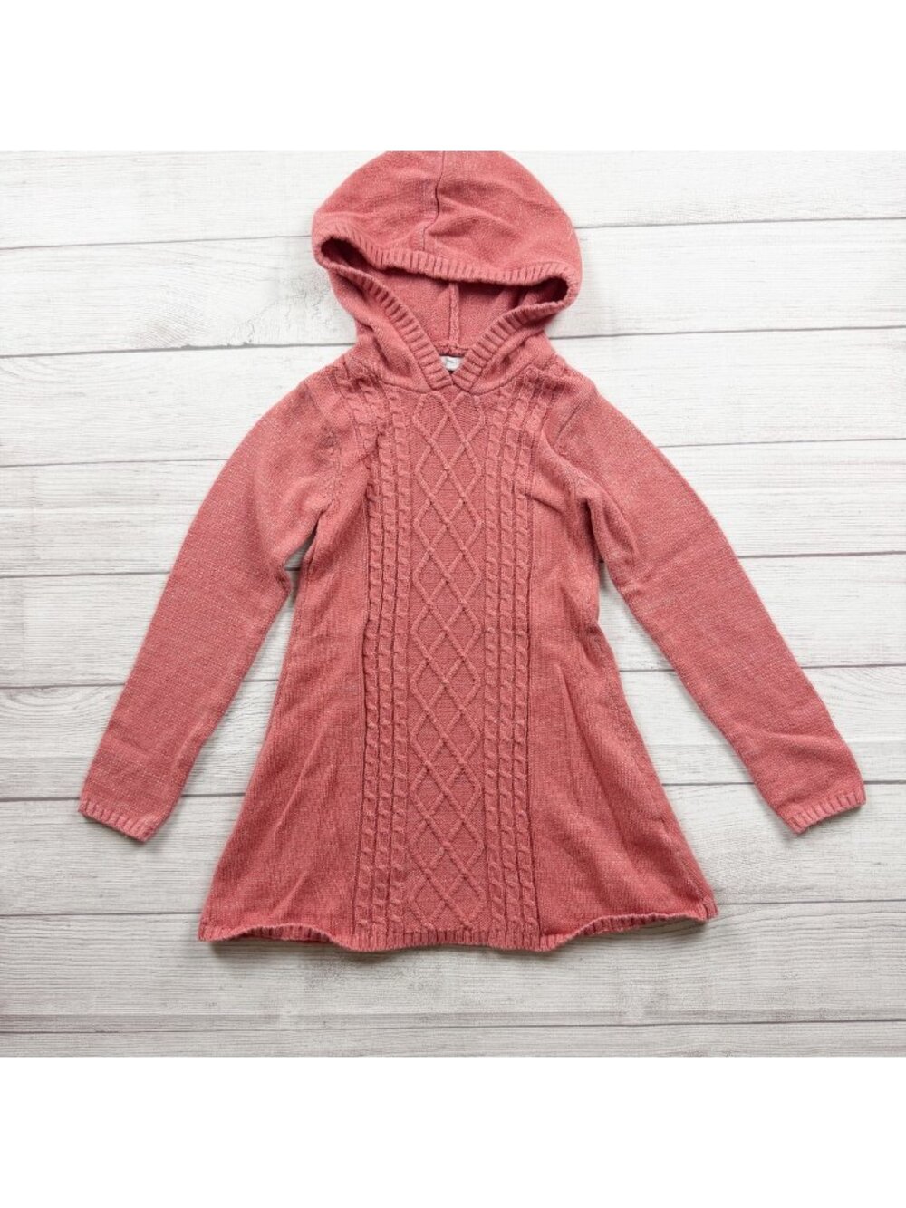 Nanette Kids Girls Pink Hooded Sweater Dress Multi Knit Long Sleeve 7-8